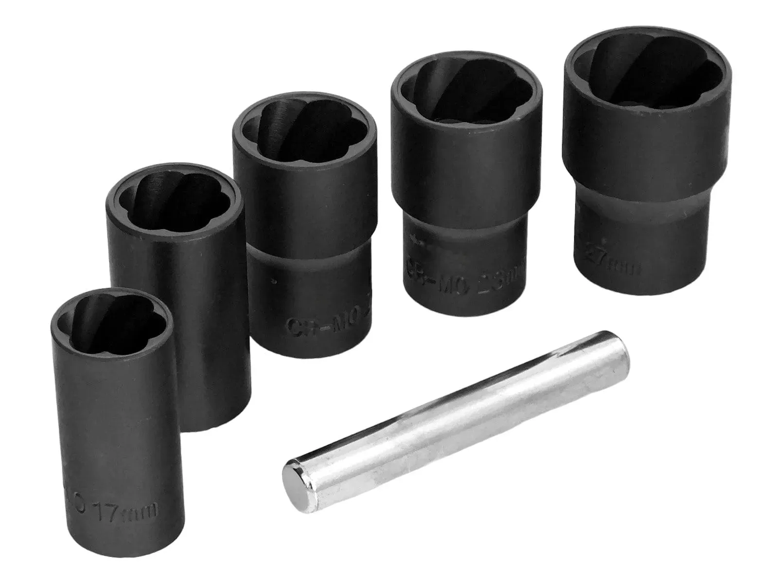 1/2" Dr. Grip & Twist Socket Set | 6pc Locking Wheel Nut Removers for Damaged Rounded Bolts