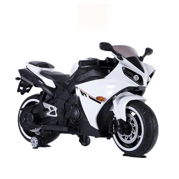 12V BIG White R1 Kids Children Bike – Battery Operated Ride On Bike With LED Lights and Wheel lights