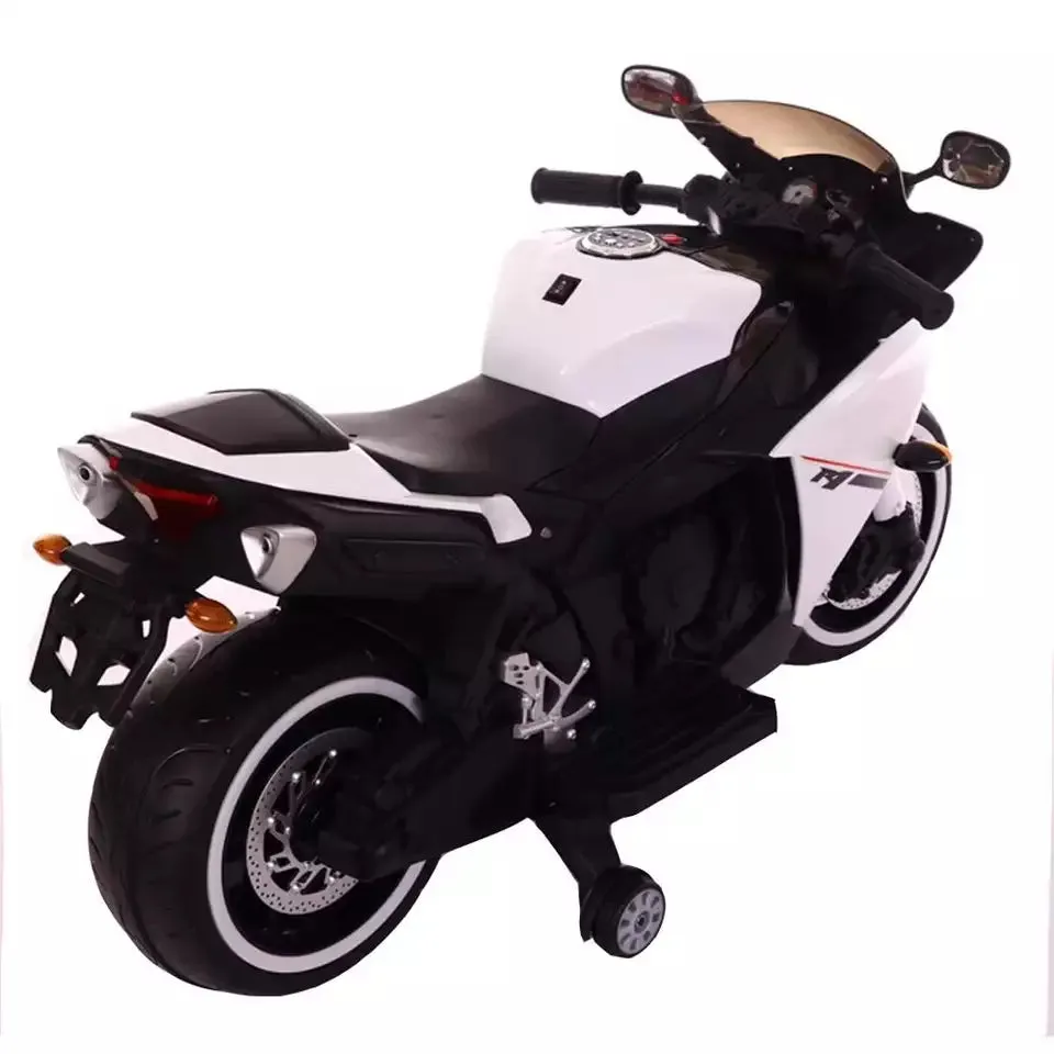 12V BIG White R1 Kids Children Bike – Battery Operated Ride On Bike With LED Lights and Wheel lights