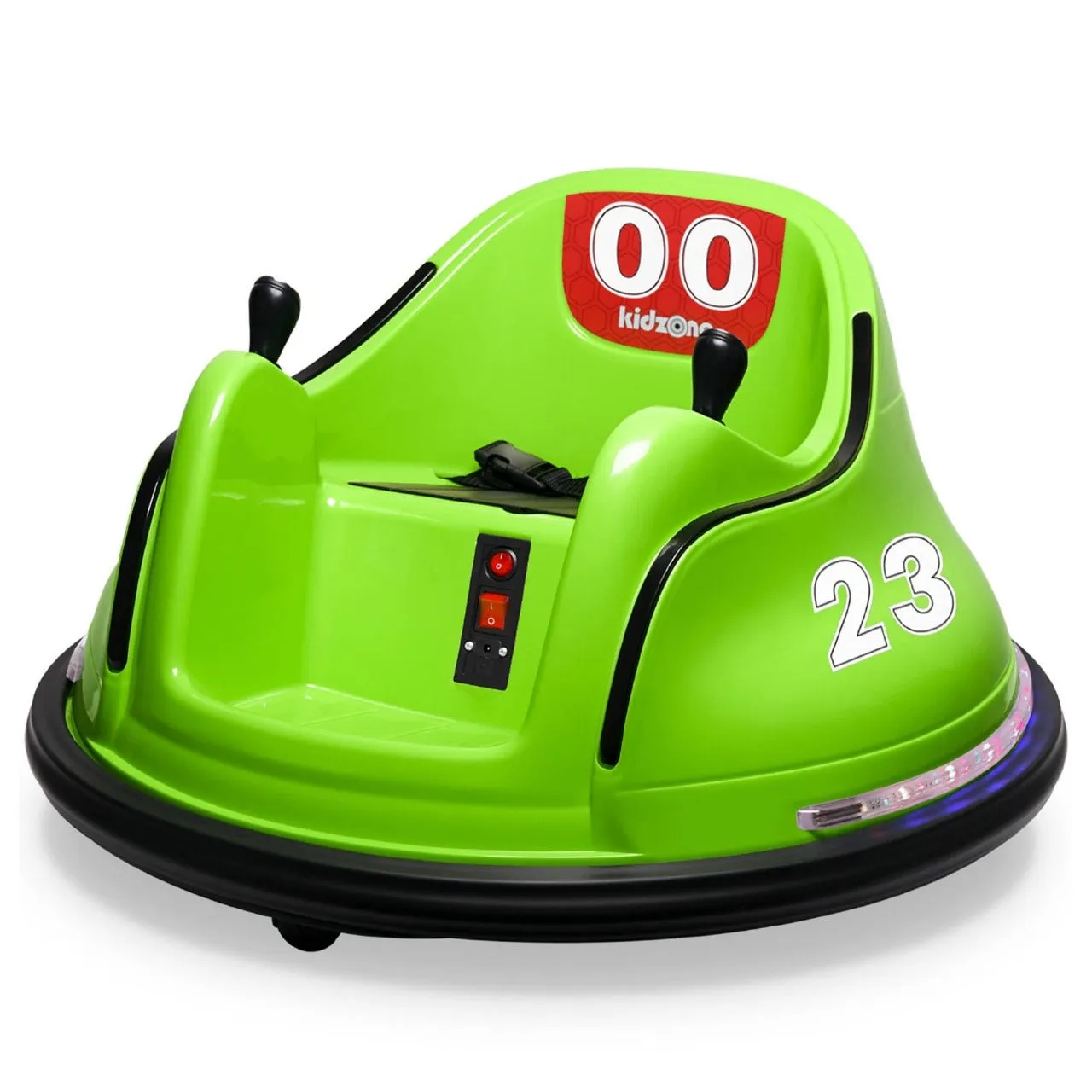 12V Kids Electric Ride On Bumper Car 360° Spin 2 Speed Remote Control Bluetooth Music DIY Race Stickers Safe & Fun Play Vehicle (Green)