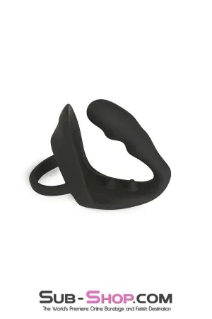 2390M      Prostate Plug with Stay Harder Cock and Balls Rings - LAST CHANCE - Final Closeout!