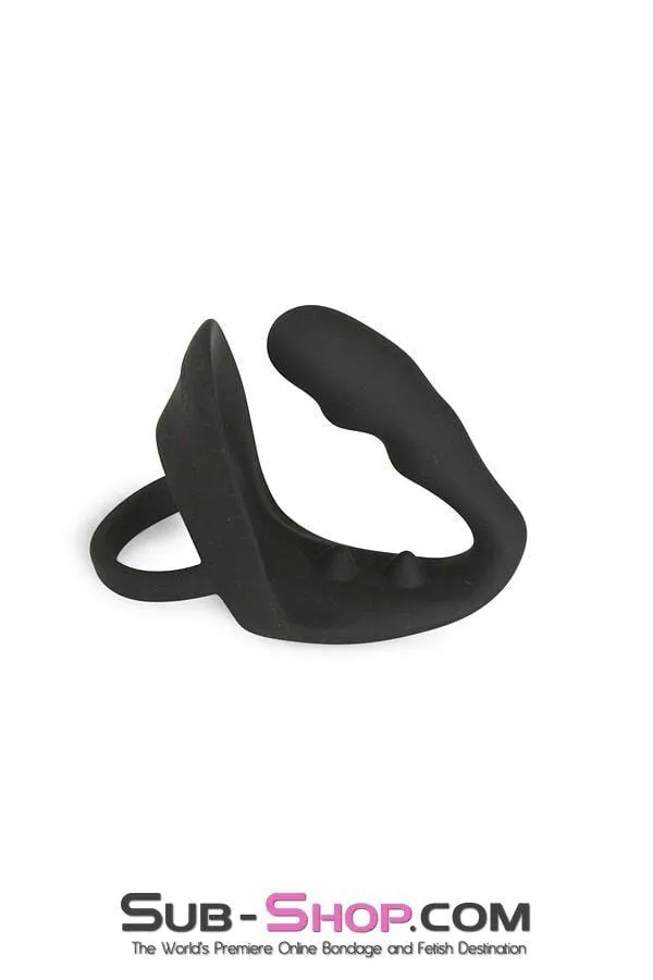 2390M      Prostate Plug with Stay Harder Cock and Balls Rings - LAST CHANCE - Final Closeout!