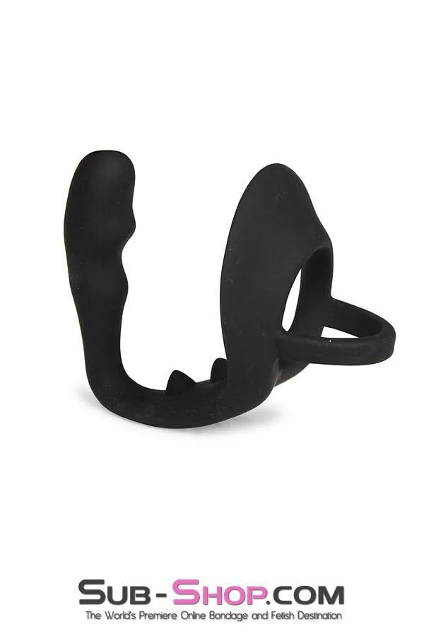 2390M      Prostate Plug with Stay Harder Cock and Balls Rings - LAST CHANCE - Final Closeout!