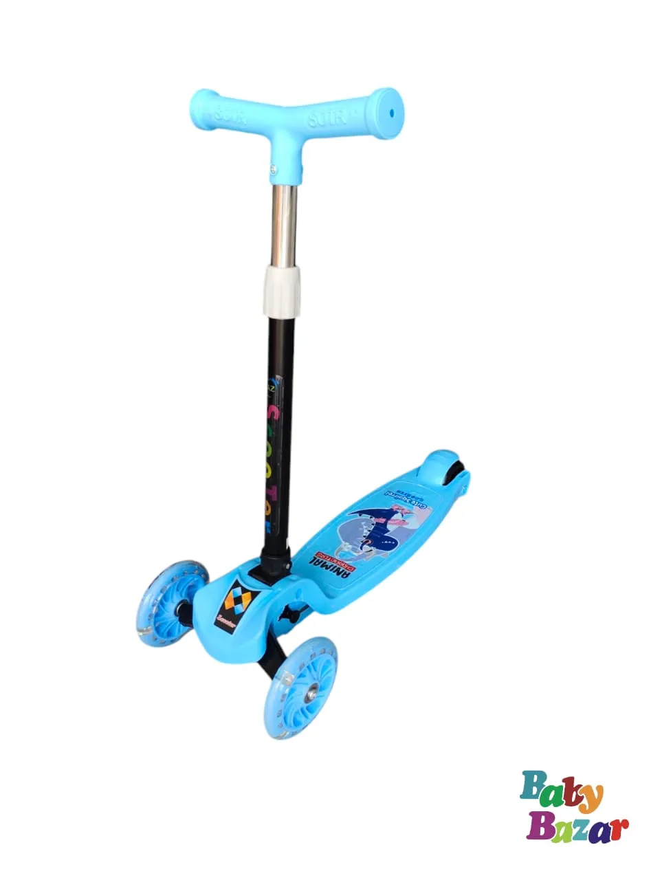 3-Wheel Kids Scooter with LED Wheels – Blue | Baby Bazar