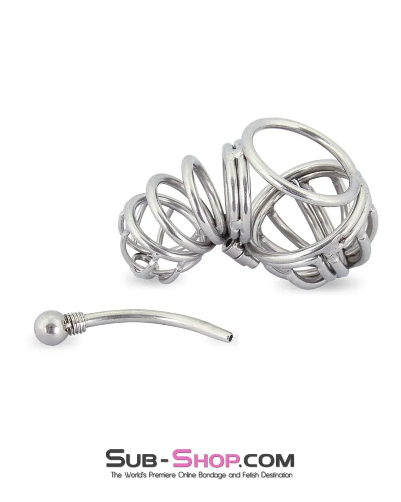 3803M      Full Cock & Ball Cage Chastity with Urethral Sound