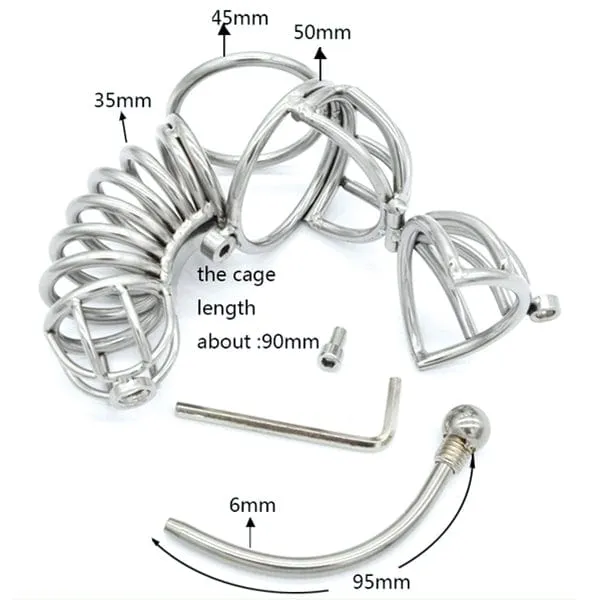 3803M      Full Cock & Ball Cage Chastity with Urethral Sound