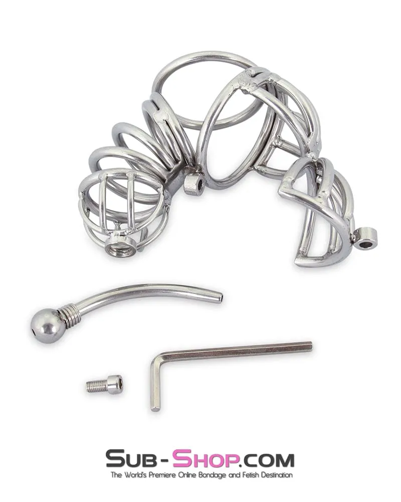 3803M      Full Cock & Ball Cage Chastity with Urethral Sound