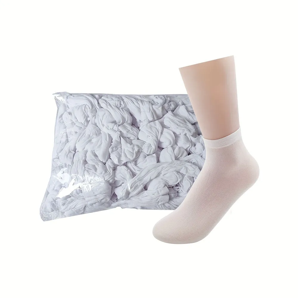 50pcs Disposable Nylon Slip-On Socks - Tan, Smooth Knit, Perfect for Travel, Guests & Everyday Use