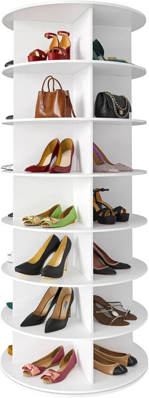 7 Tier Rotating Shoe Rack Tower Revolving 360 Storage Round Carousel with Spinning Shoe Display, Vertical Handbag for Organized Storage