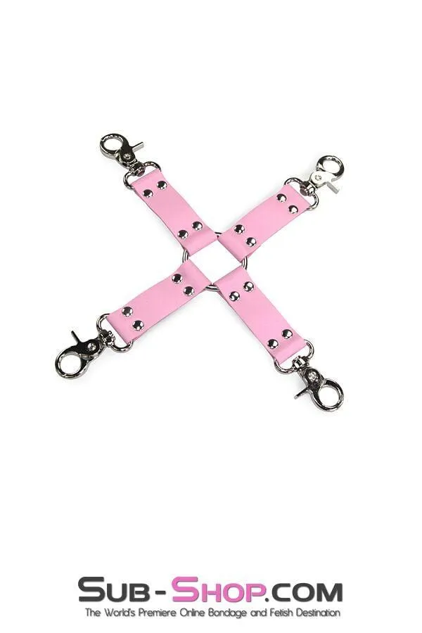 9813M-SIS      Sissy Slave Pink Hogtie Straps & Clips Set