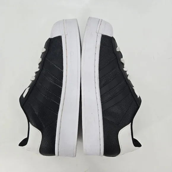 ADIDAS Superstar Black on Black Gold Logo Size 6