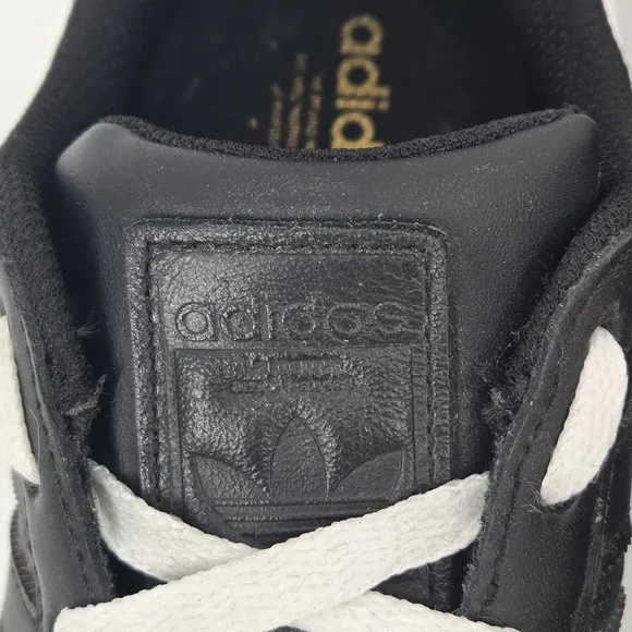 ADIDAS Superstar Black on Black Gold Logo Size 6