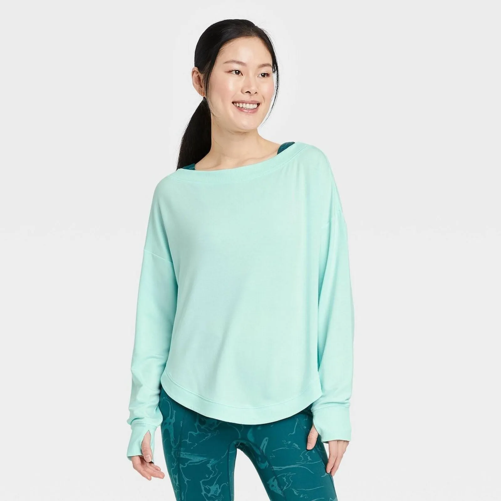 All In Motion Women's Super Soft Modal Sweatshirt 83817118 Aqua Green S