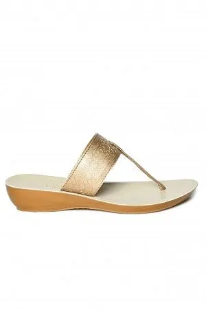 Aurelia Laser Cut Gold Almond Toe Wedge