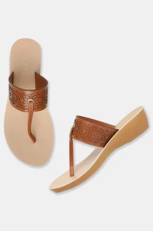 Aurelia Tan Laser Cut Almond Toe Wedge-Zcynthia