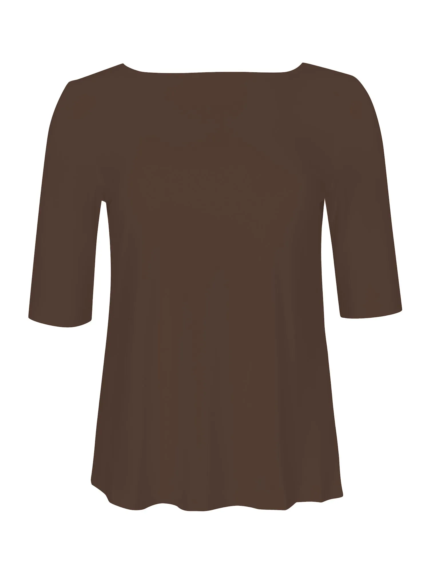 Bamboo Boat Neck Mid Sleeve Tee - Cocoa