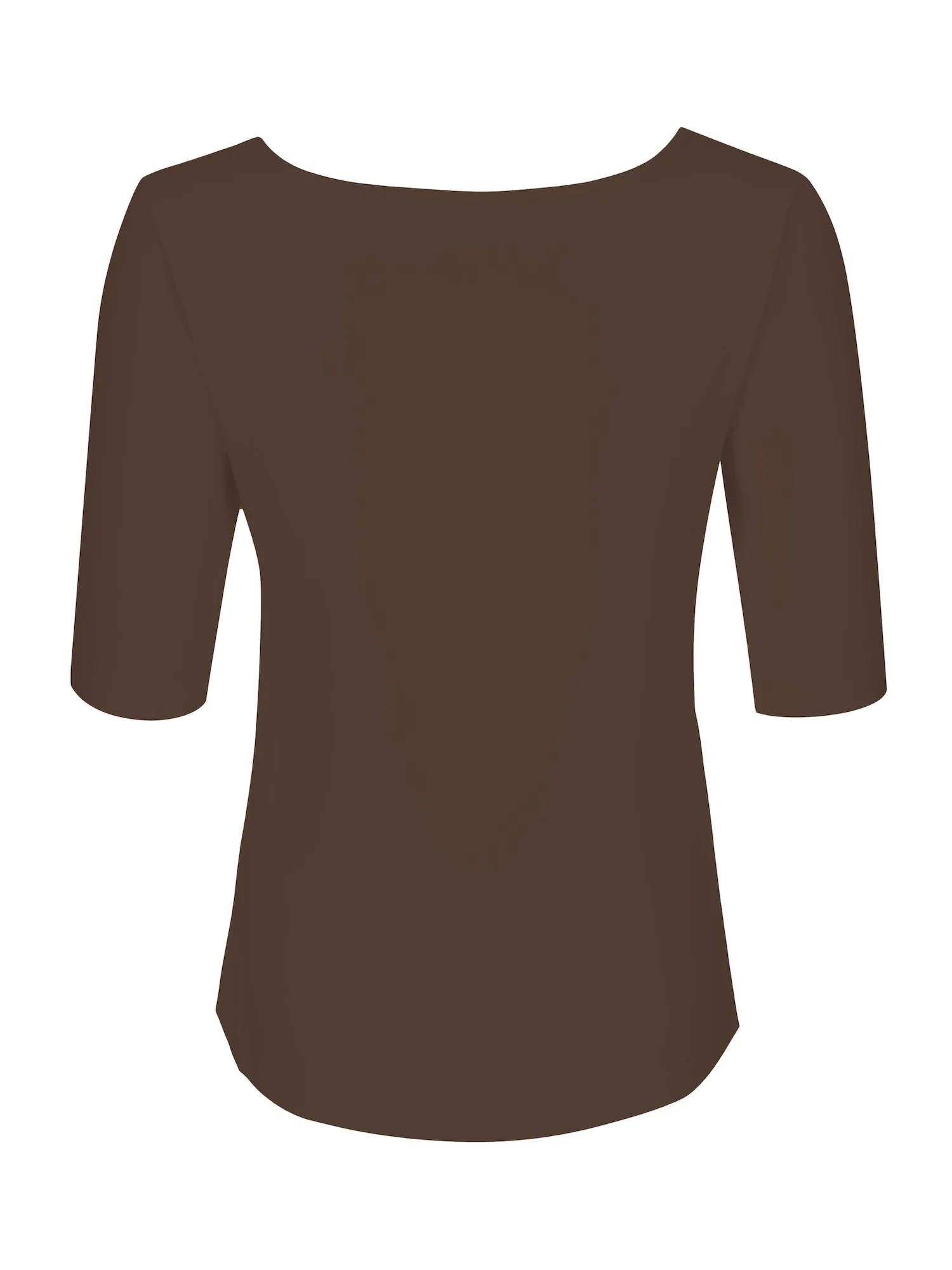 Bamboo Boat Neck Mid Sleeve Tee - Cocoa