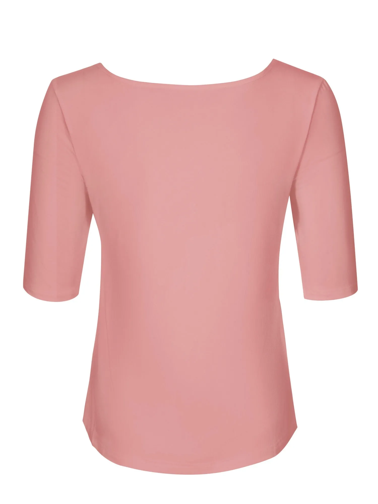 Bamboo Boat Neck Mid Sleeve Tee - Pink Clay