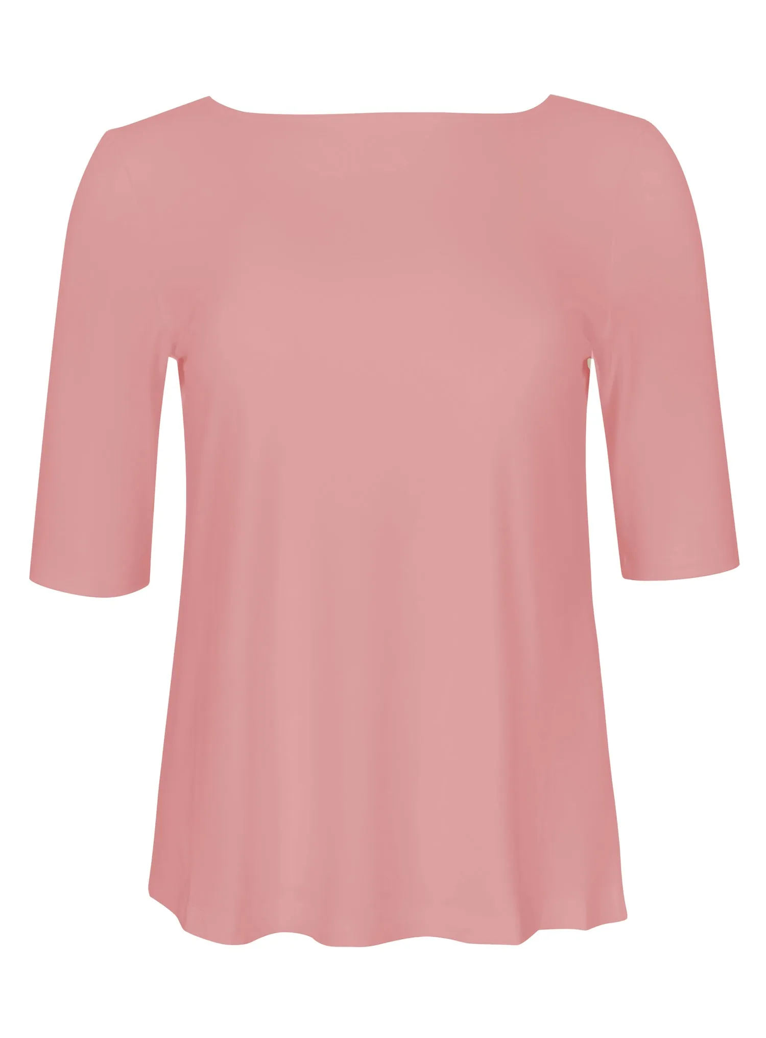 Bamboo Boat Neck Mid Sleeve Tee - Pink Clay