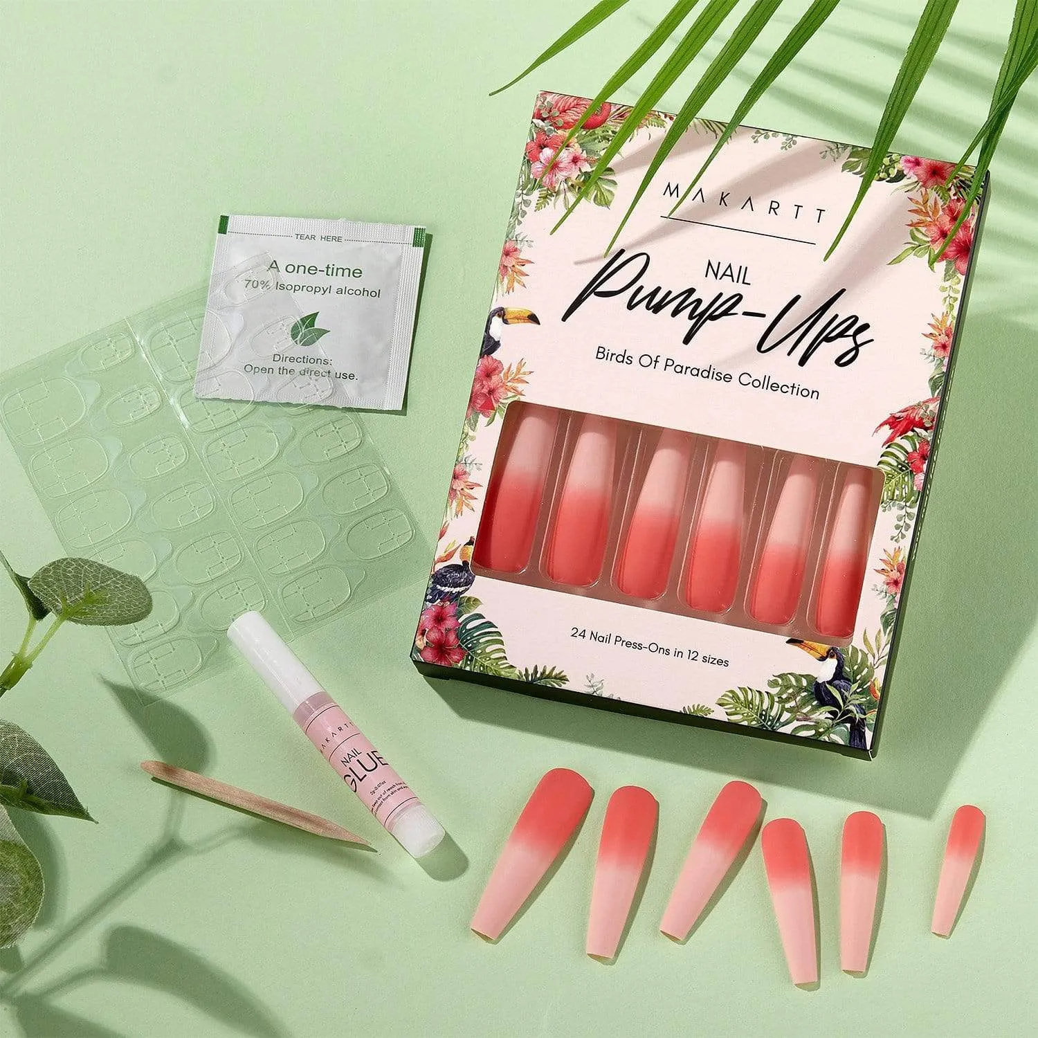 Birds of Paradise Acrylic Nail 'Pump-Ups'