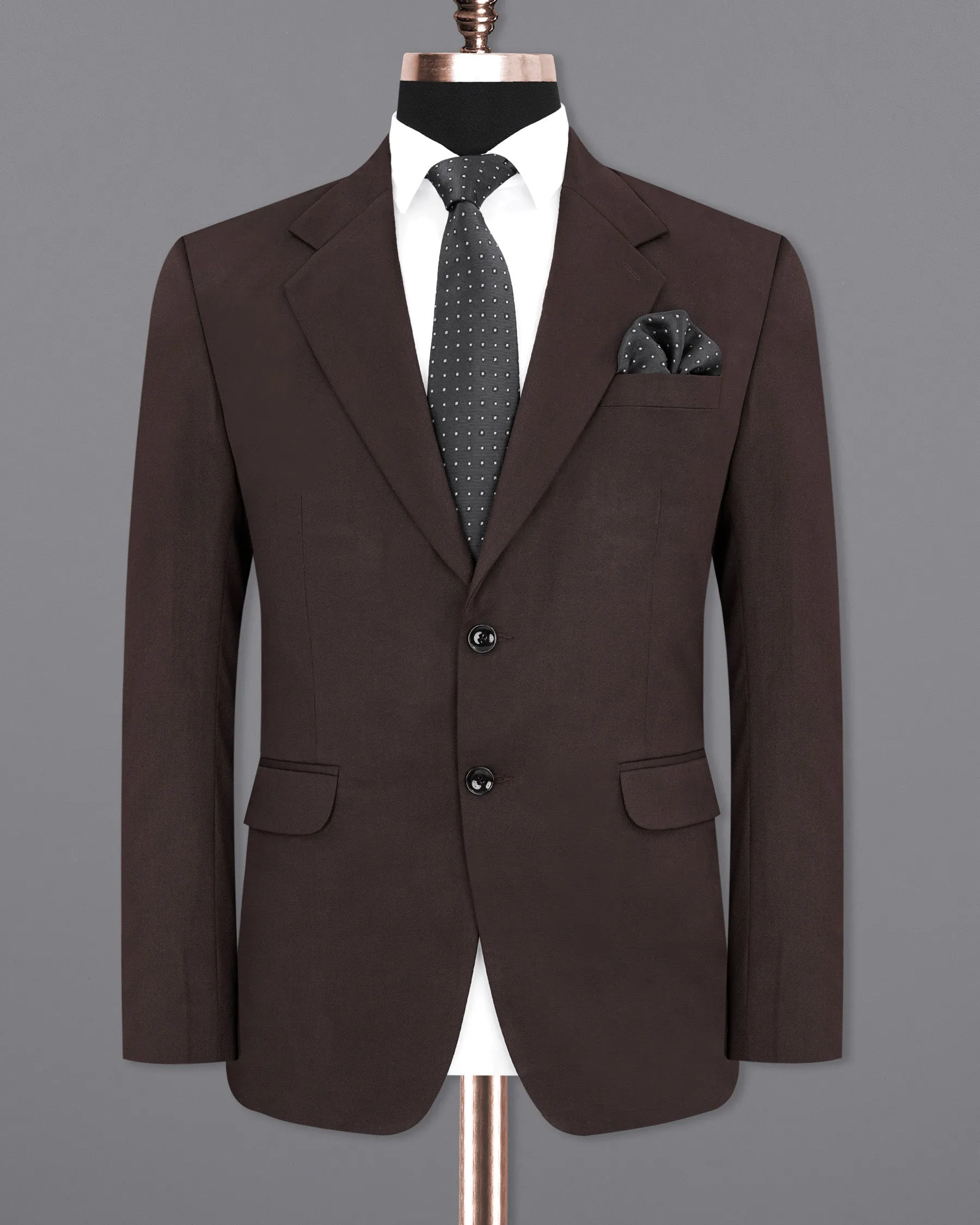 Bistre Brown Single Breasted Suit