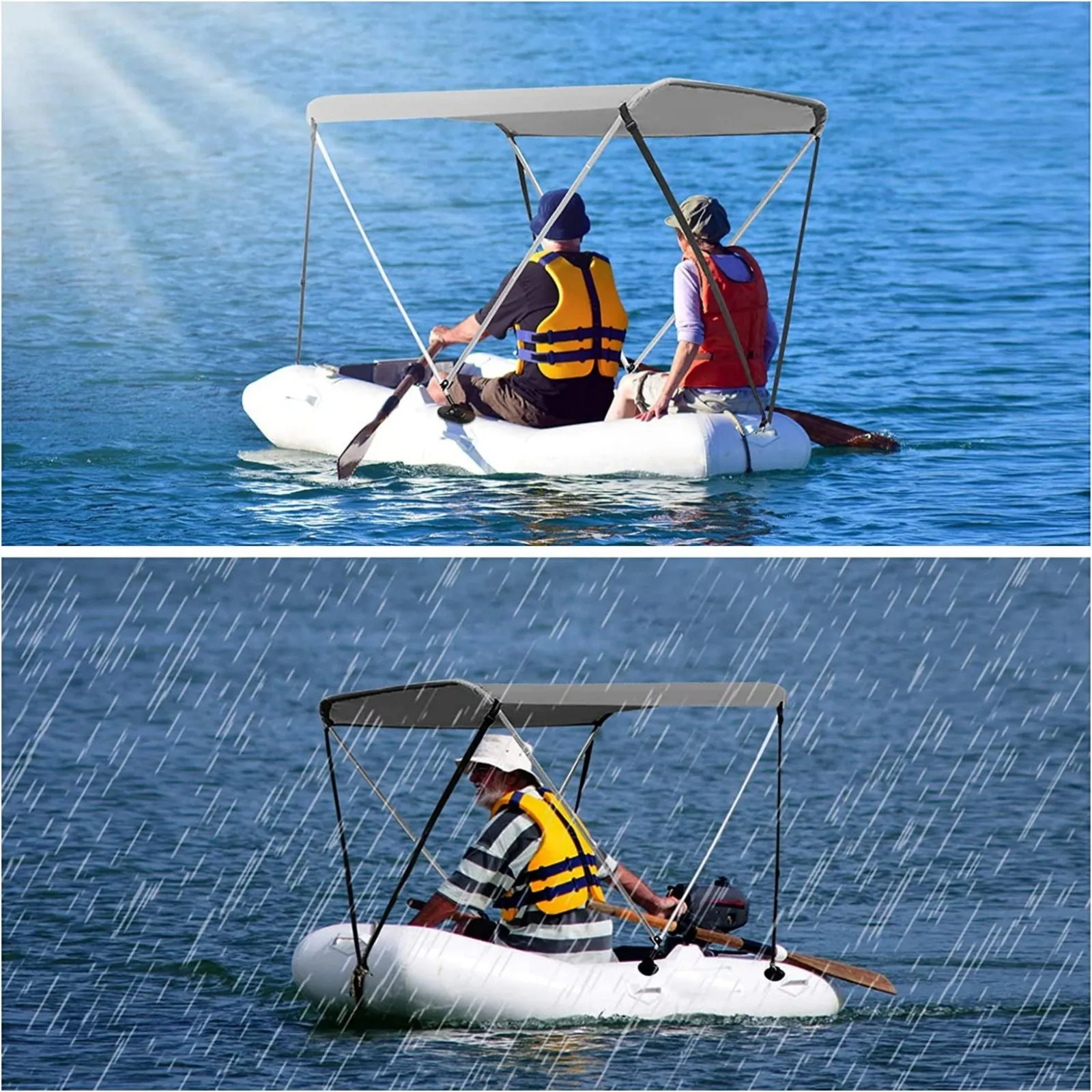 Boat Sun Shade Shelter For 2-4 Persons Inflatable Kayak Awning Canopy