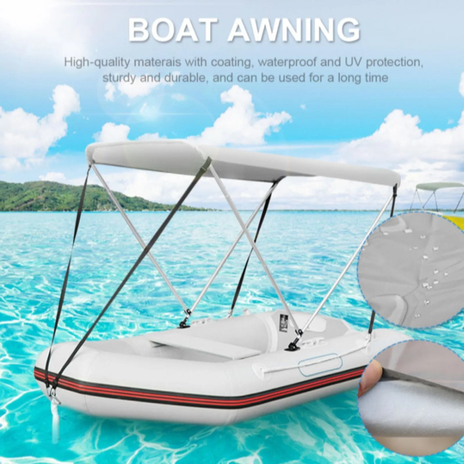 Boat Sun Shade Shelter For 2-4 Persons Inflatable Kayak Awning Canopy