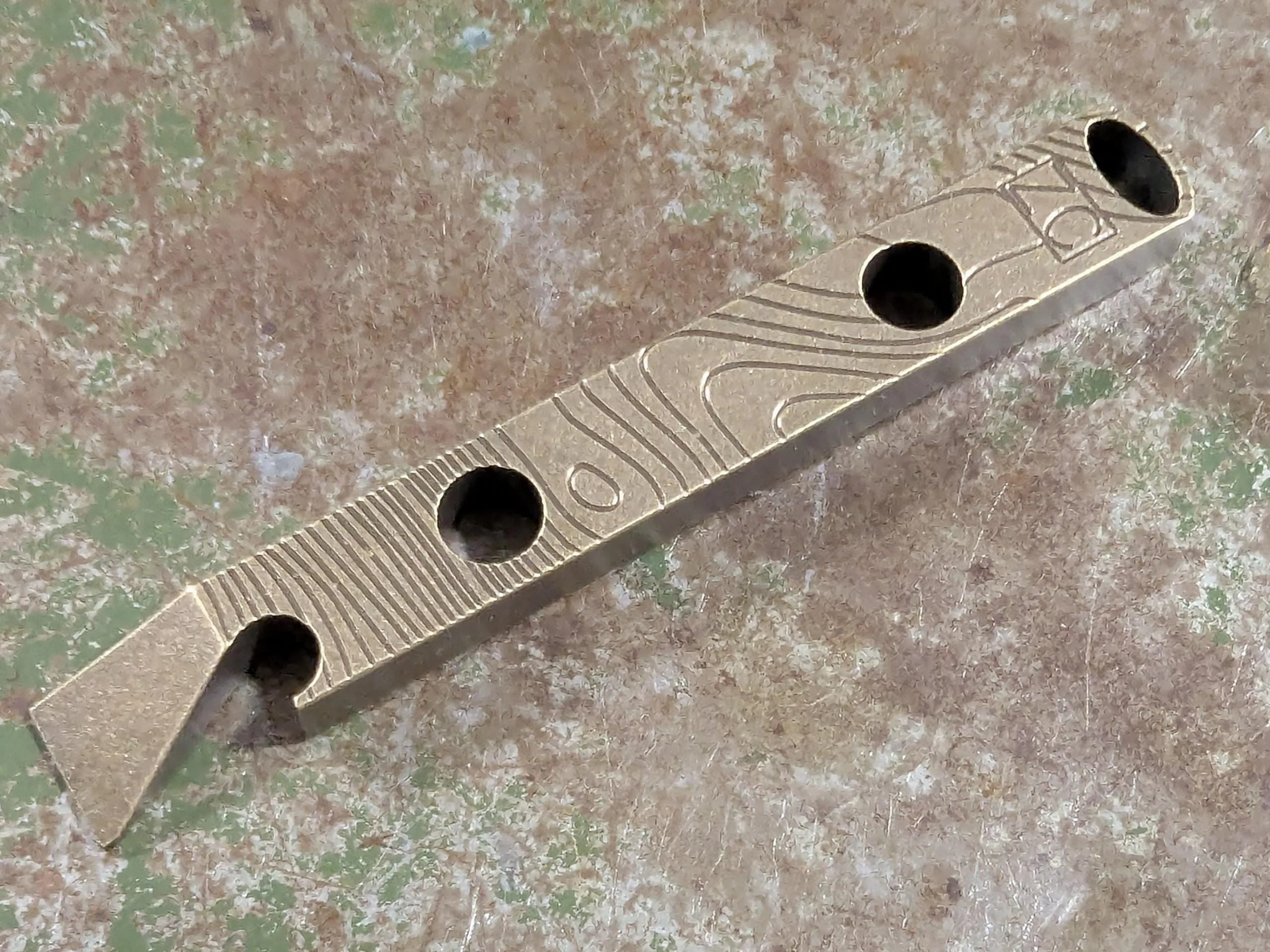 Brass Topo Pattern Pry Bar with Patina