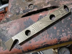 Brass Topo Pattern Pry Bar with Patina