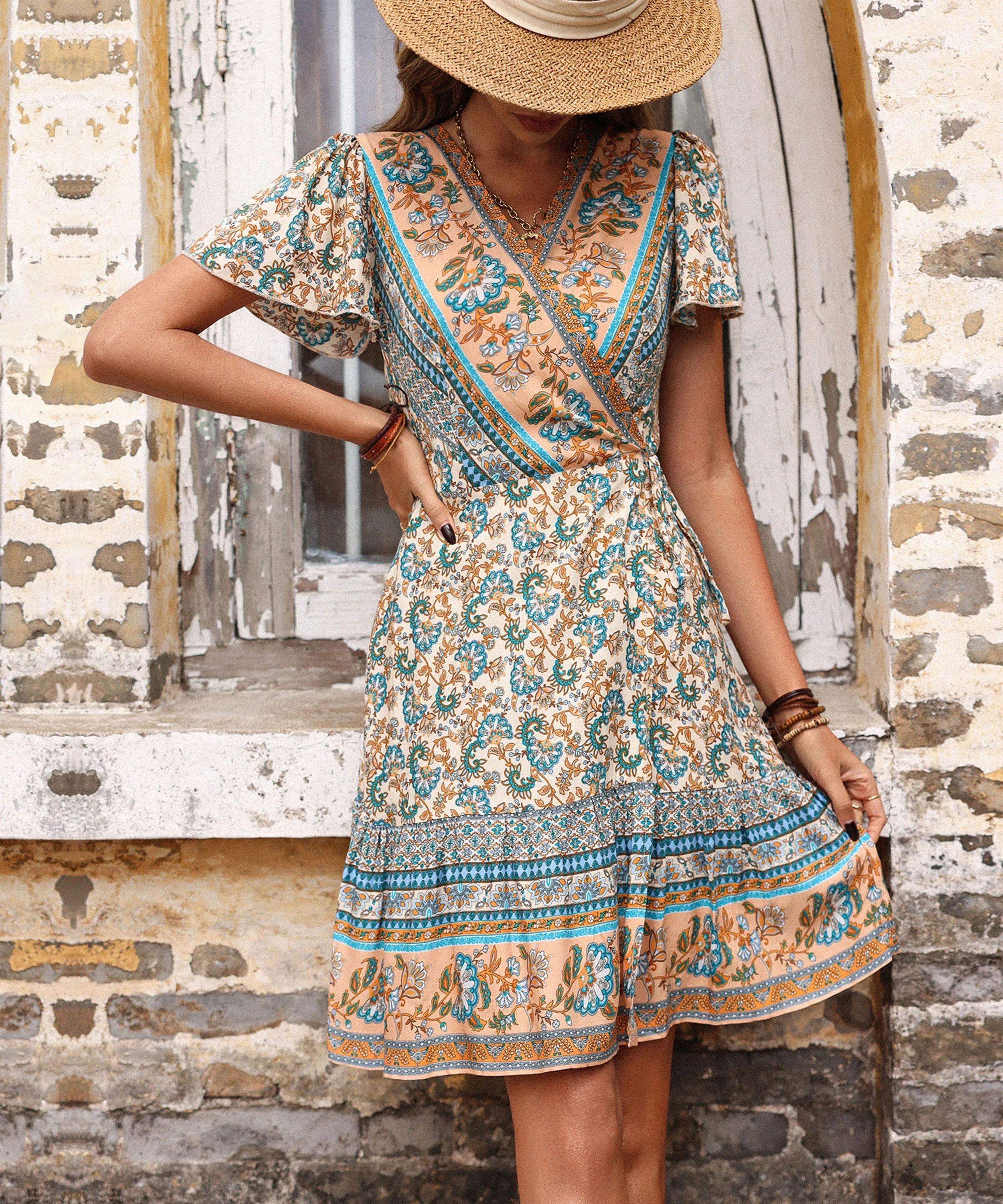 Cadena Boho Dress - Beige