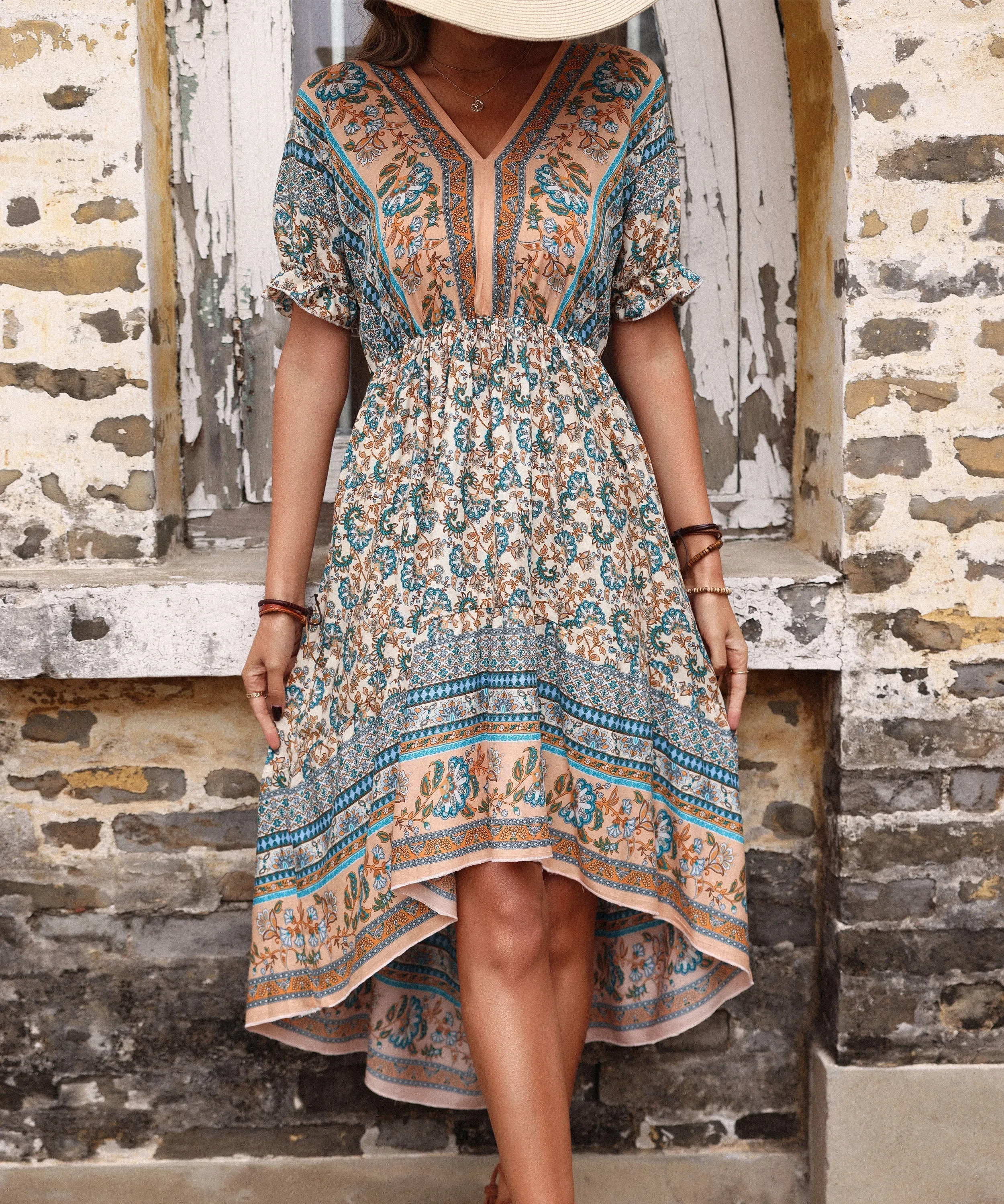 Cadena Midi Dress - Apricot