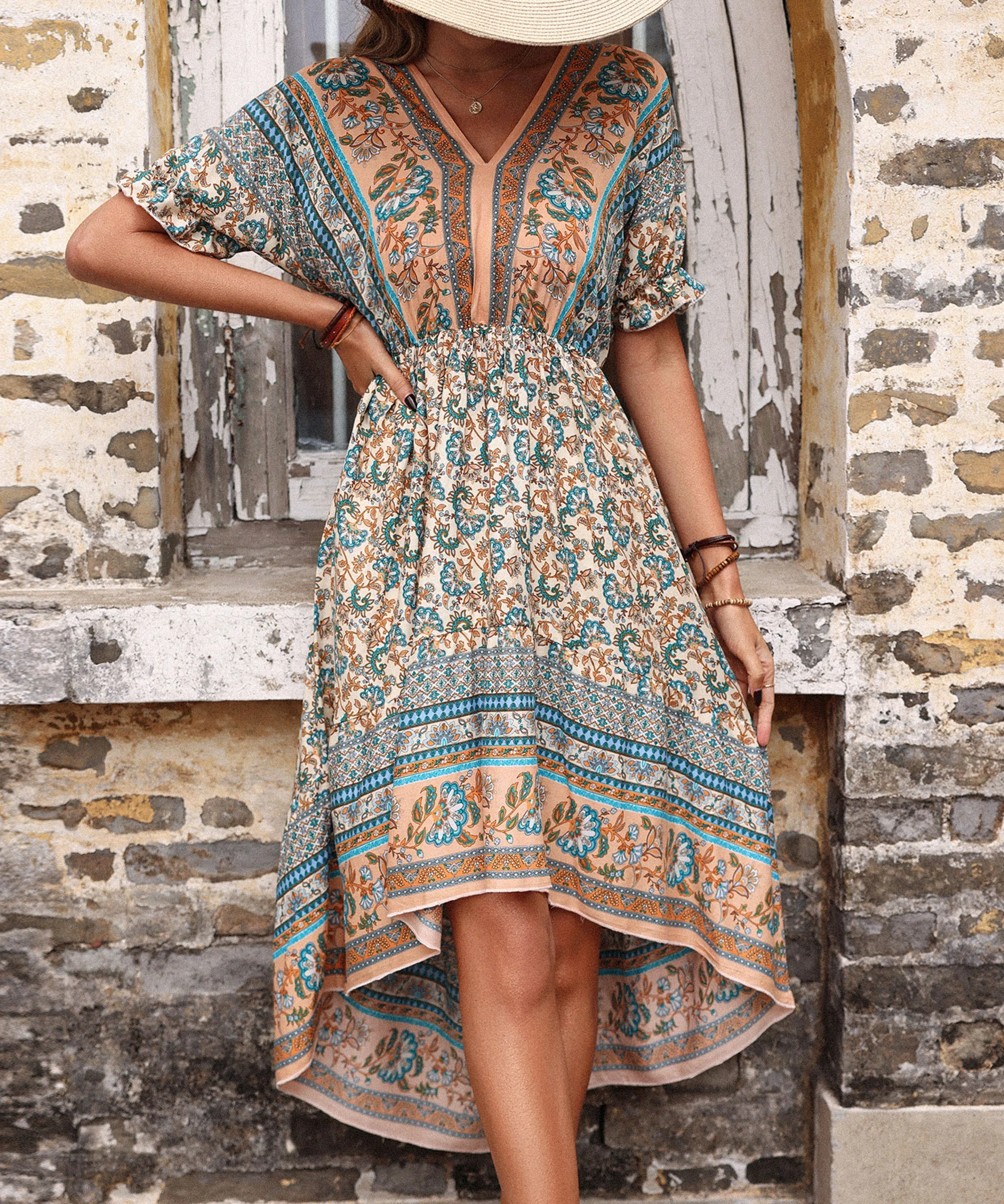 Cadena Midi Dress - Apricot