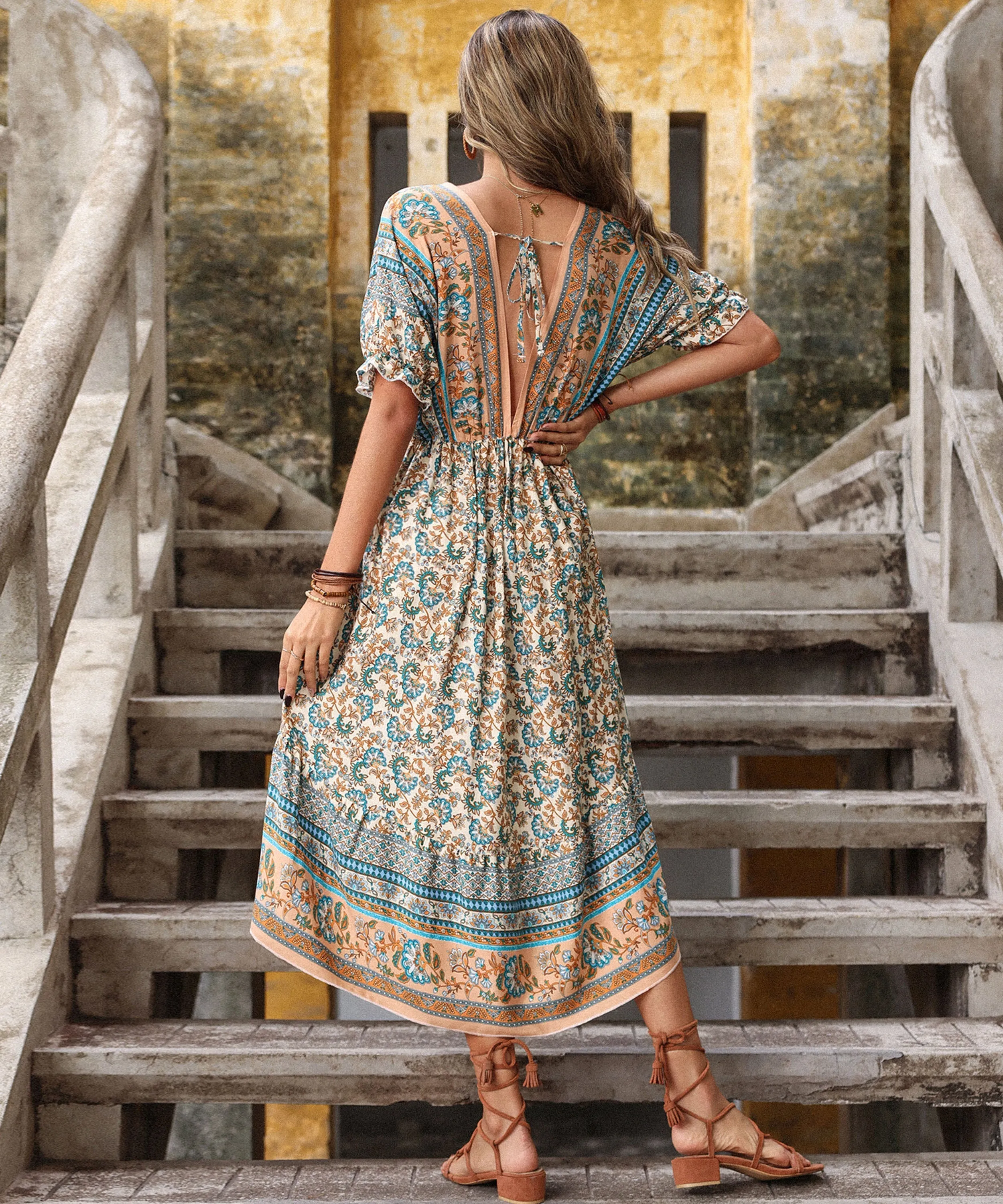 Cadena Midi Dress - Apricot