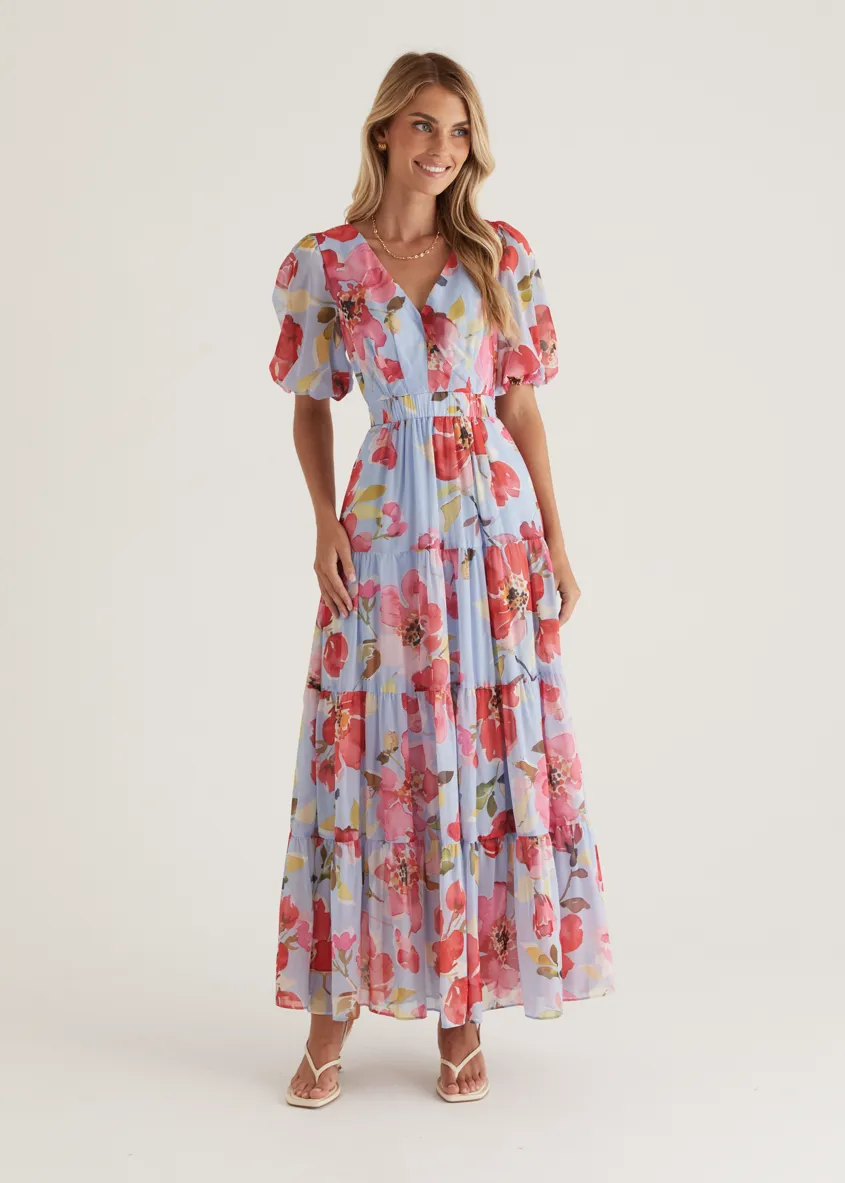 Casablanca Maxi Dress - Blue Floral