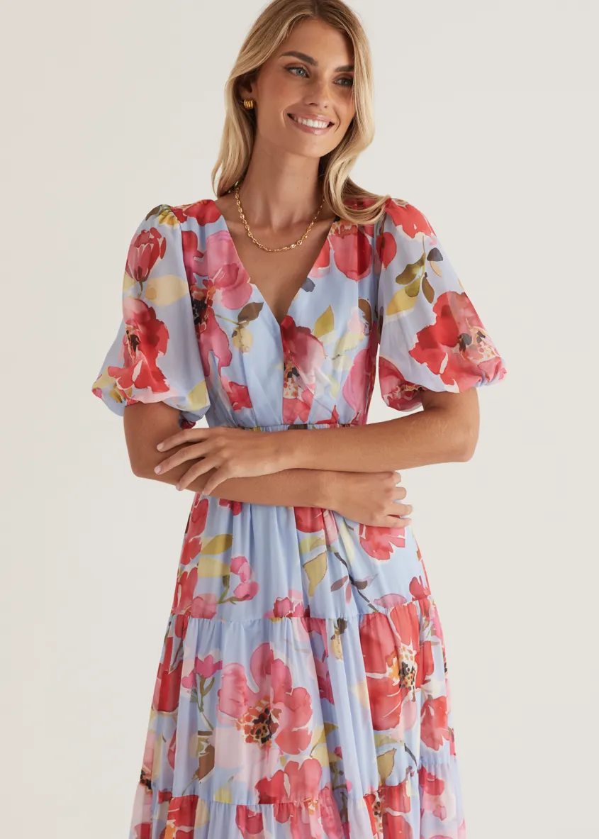 Casablanca Maxi Dress - Blue Floral