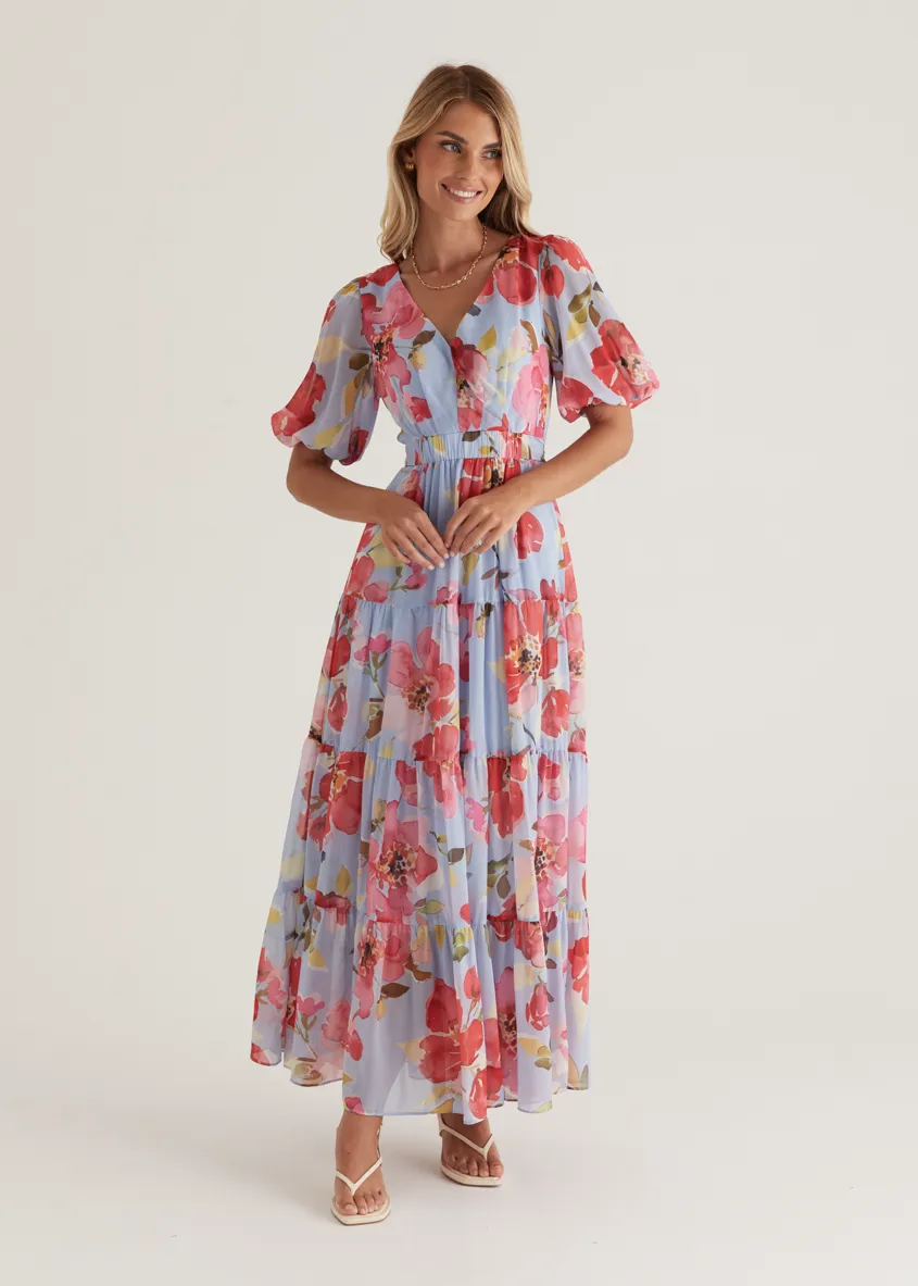 Casablanca Maxi Dress - Blue Floral