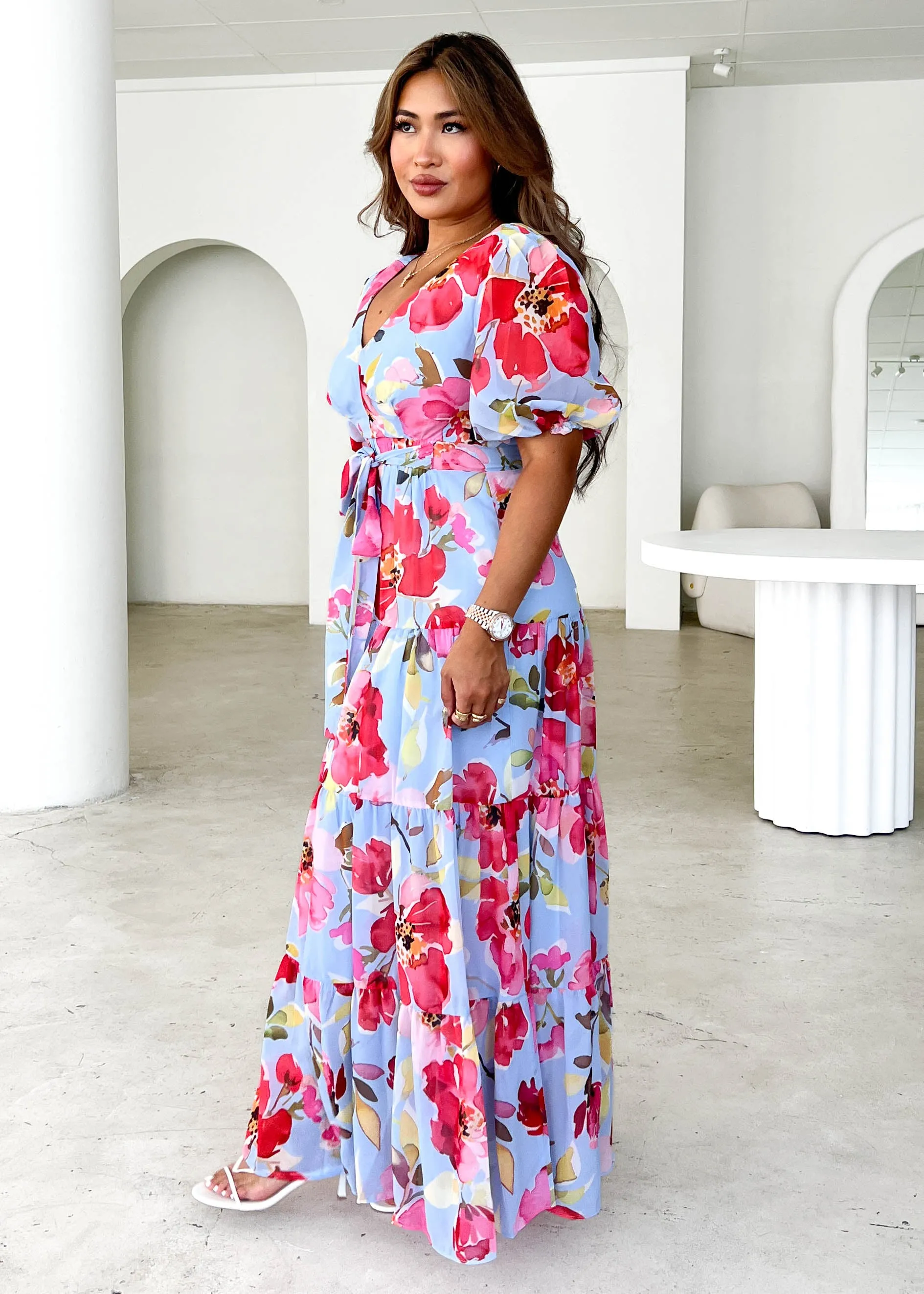 Casablanca Maxi Dress - Blue Floral