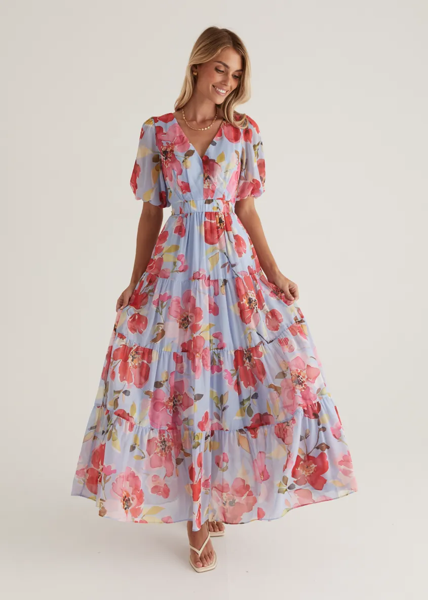 Casablanca Maxi Dress - Blue Floral