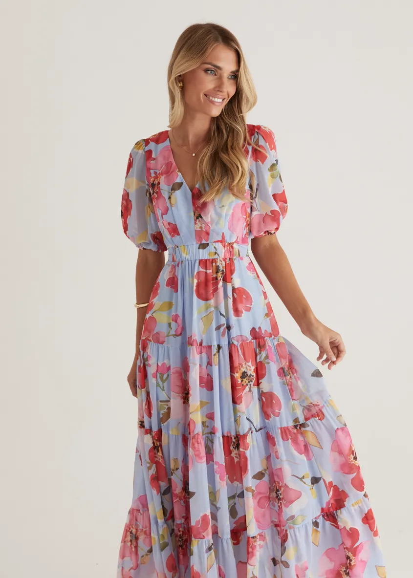 Casablanca Maxi Dress - Blue Floral