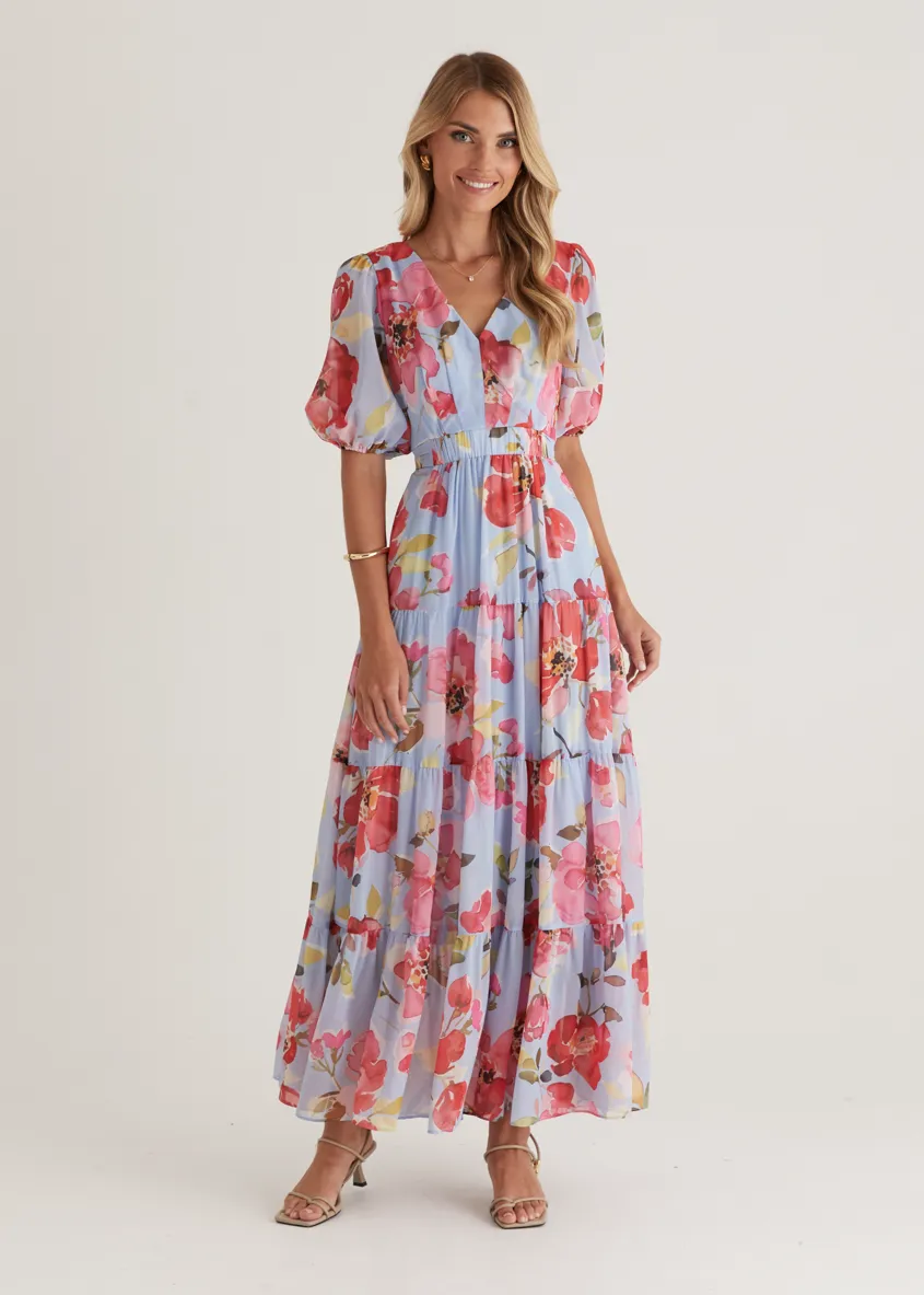 Casablanca Maxi Dress - Blue Floral