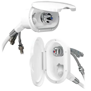 CASE W/WH.SHOWER, MIXER TAP, 3M HOSE, W/LID, WHITE