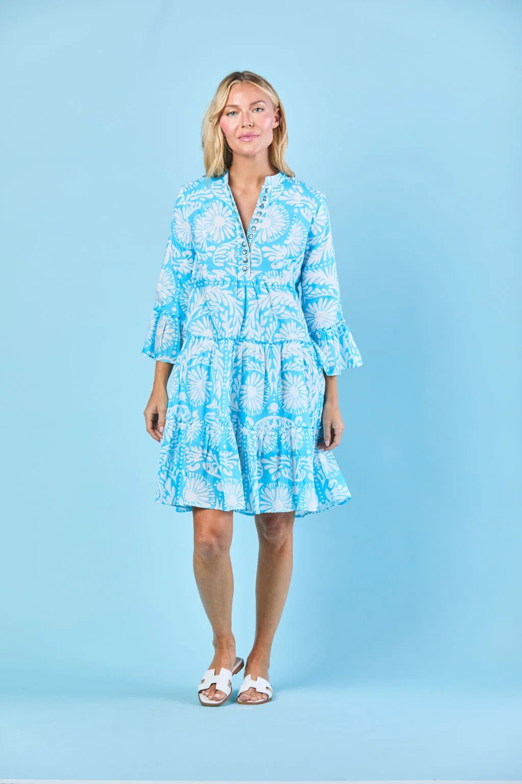 Caty Dress in Sky Jardin