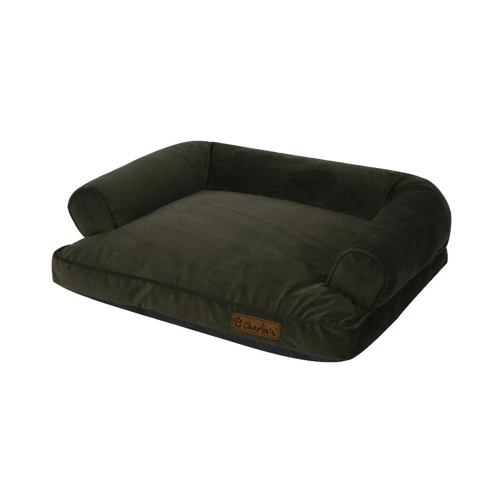 Charlie's Corduroy Dog Sofa Bed Green Small
