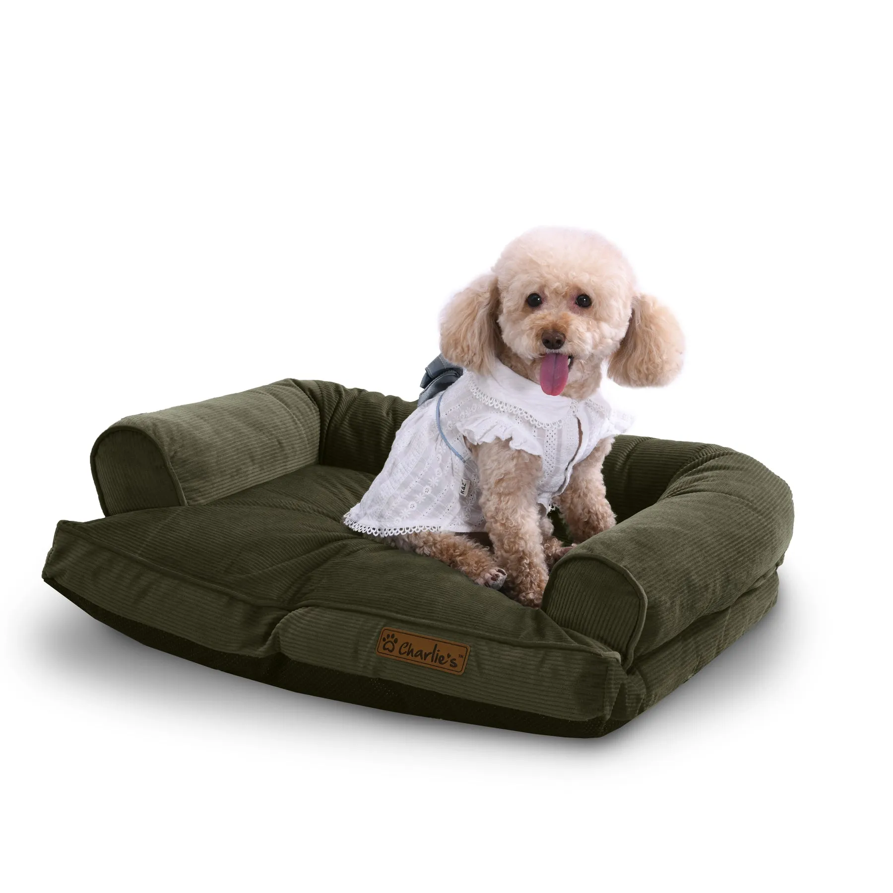 Charlie's Corduroy Dog Sofa Bed Green Small