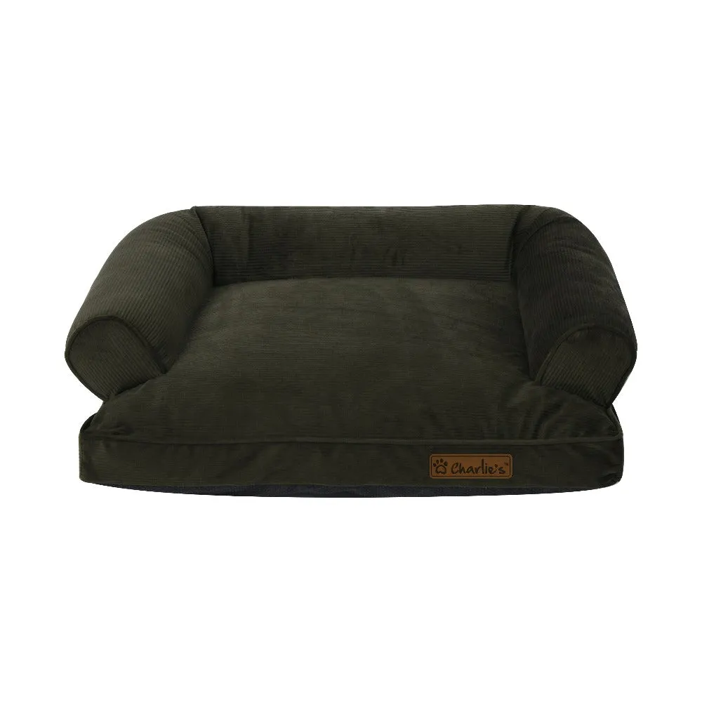 Charlie's Corduroy Dog Sofa Bed Green Small