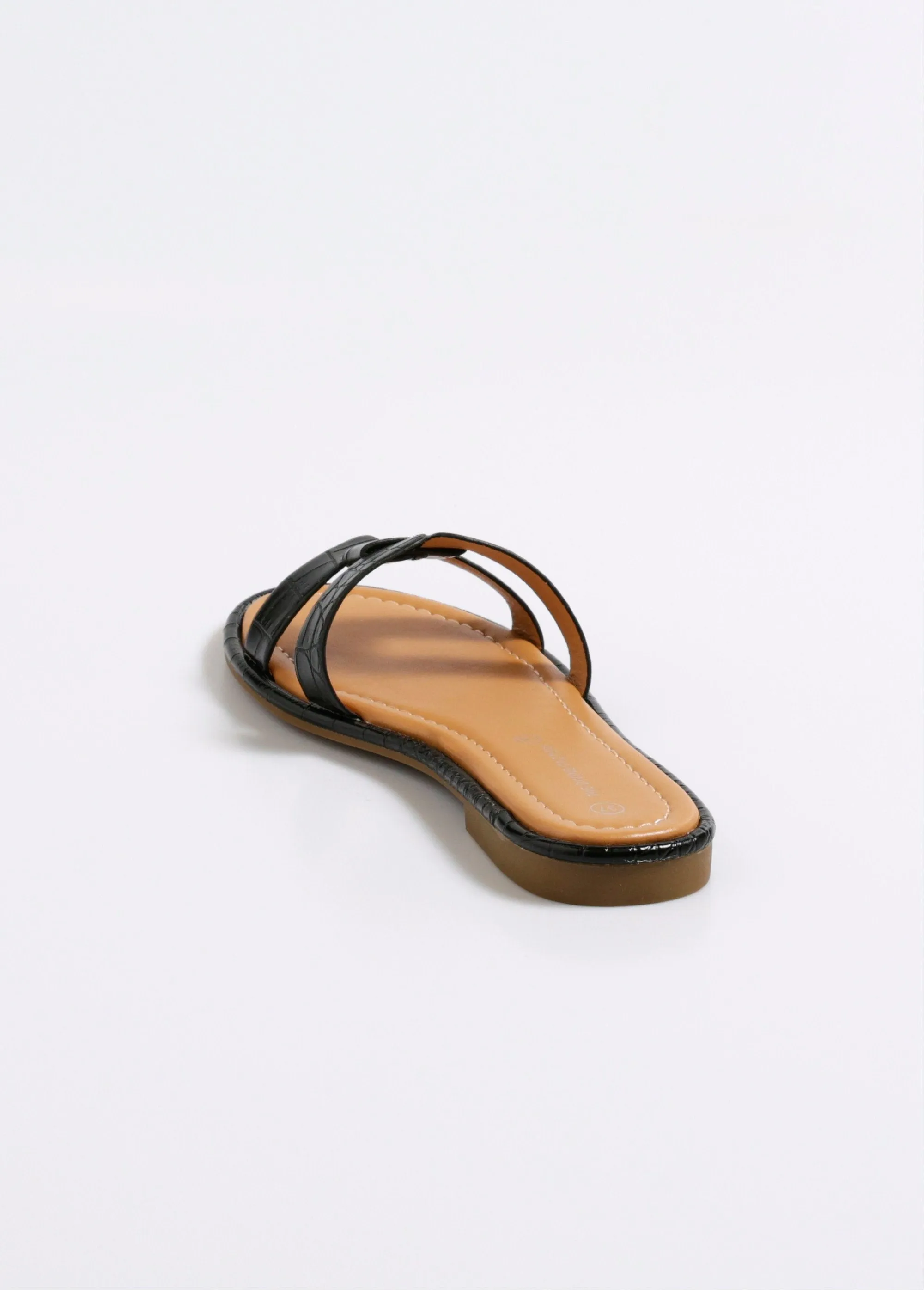 Chic crocodile-style flat mules