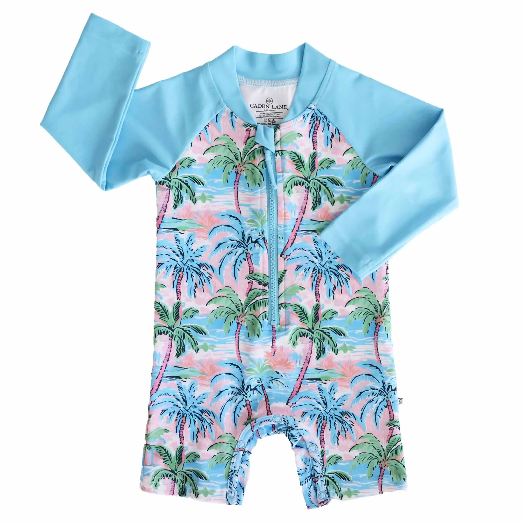 CL Long Sleeve Rashguard Romper | Pastel Palms