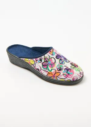 Comfort width floral mule slippers