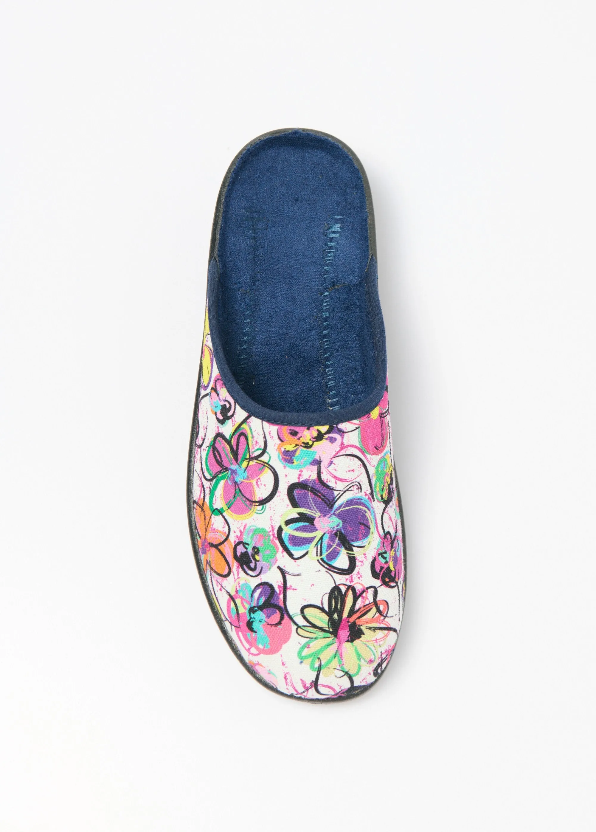 Comfort width floral mule slippers