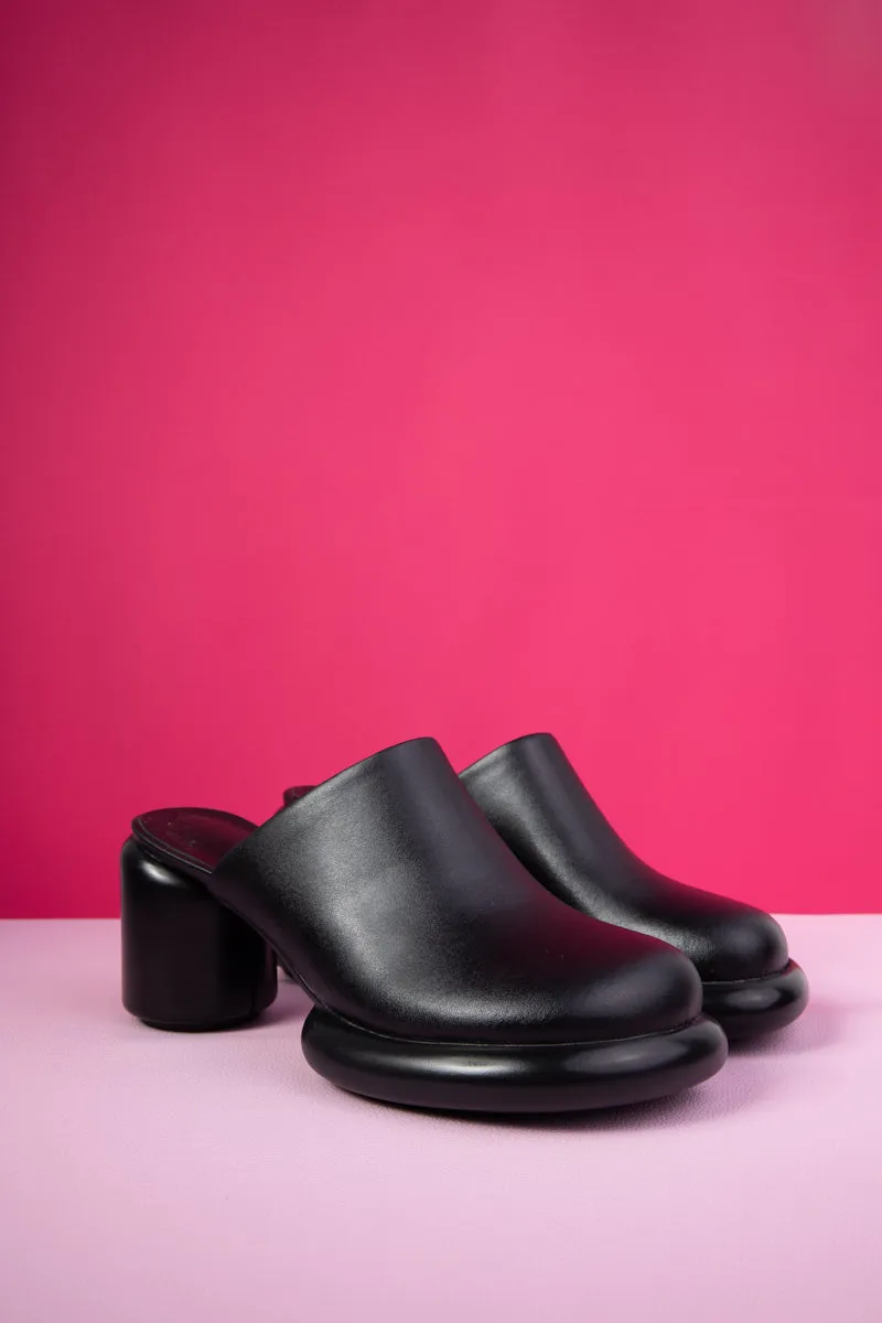 Confidential Lady Block Heel Leather Mule - Black